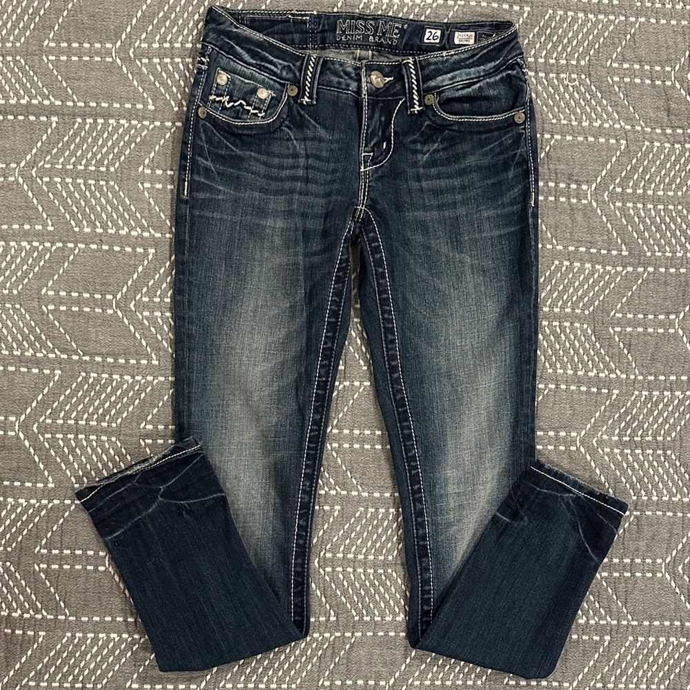 Miss Me Women's Faded Indigo Low-Rise Skinny Jeans